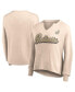 ფოტო #1 პროდუქტის Women's Tan Distressed New Orleans Saints Go For It Notch Neck Waffle Knit Long Sleeve T-shirt