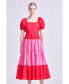 ფოტო #1 პროდუქტის Women's Color Block Puff Sleeve Maxi Dress
