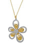 ფოტო #1 პროდუქტის D'Oro by EFFY® Diamond Flower Pendant Necklace (1 ct. t.w.) in 14k White and Yellow Gold