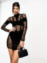 Фото #1 товара Simmi lace and velvet mini dress in black