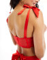 ASOS DESIGN Jacinda lace and satin corset with bows in red