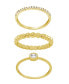Gold Plated 3-Piece Clear Cubic Zirconia and Band Ring Set