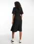 Vero Moda button front midi dress with flutter sleeves in black