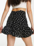 In The Style x Georgia Louise ruffle detail mini skirt in mono spot print