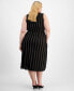 Фото #2 товара Plus Size Striped Faux-Wrap Midi Dress