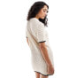 ASOS DESIGN knitted short sleeve stitch mini dress with tipped hem