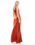 ASOS DESIGN Tall satin square neck maxi dress with cowl back detail in Rust