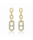 ფოტო #2 პროდუქტის Classic 14k Yellow Gold Plated with Cubic Zirconia Triple Chain Mariner Anchor Link Drop Earrings