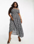 Фото #8 товара Yours shirred bardot maxi dress in mono daisy print