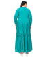 ფოტო #3 პროდუქტის Plus Size Tiered Maxi Dress with Long Sleeves