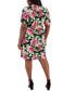 Фото #2 товара Plus Size Printed Flutter-Sleeve Faux-Wrap Dress