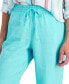 Фото #7 товара Petite 100% Linen Drawstring Pants, Created for Macy's