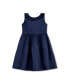 Little Girls Sleeveless Pleated Collar Sateen Party Dress