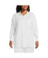 Фото #3 товара Plus Size Linen Roll Sleeve Over d Relaxed Tunic Top