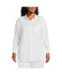 Фото #3 товара Plus Size Linen Roll Sleeve Oversized Relaxed Tunic Top