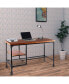 Фото #1 товара Industrial Style Wood And Metal Desk With Two Bottom Shelves, Brown And Black