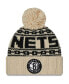 Фото #2 товара Women's Cream Brooklyn Nets Sport Cuffed Knit Hat with Pom