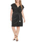 ფოტო #1 პროდუქტის Plus Size Surplice Cascade Sheath Dress