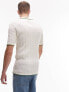 Фото #7 товара Topman knitted rib texture polo with contrast tipping in ecru