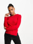 Urban Revivo ribbed hood detail jumper in red