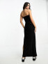 ASOS DESIGN slinky cut out maxi dress with contrast binding in black