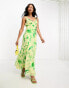 Фото #3 товара ASOS DESIGN sleeveless plunge neck burnout midi dress in green floral