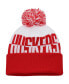 Фото #3 товара Men's Scarlet and White Nebraska Huskers Colorblock Cuffed Knit Hat with Pom