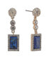 Gold Tone Linear Earrings with Stones and Semi-Precious Stone