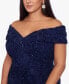 Plus Size Embellished Lace Off-The-Shoulder Gown