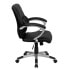 Фото #1 товара Mid-Back Black Leather Contemporary Swivel Manager'S Chair With Arms