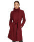 Фото #5 товара Women's Asymmetrical Belted Funnel-Neck Wool Blend Coat