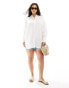 Yours longline linen look shirt in white