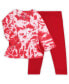 ფოტო #1 პროდუქტის Girls Infant Crimson Alabama Crimson Tide Tie-Dye Ruffle Raglan Long Sleeve T-shirt and Leggings Set