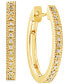 ფოტო #1 პროდუქტის Diamond Small Migrain Hoop Earrings (1/10 ct. t.w.) in 10k Gold, 0.75"