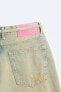 Фото #13 товара Крашеные джинсовые шорты ZARA