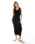 Mango sleeveless midi jersey dress in black