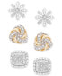 ფოტო #1 პროდუქტის 3-Pc. Diamond Stud Earrings Set (1/4 ct. t.w.) in Sterling Silver & 14k Gold-Plate