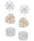 3-Pc. Diamond Stud Earrings Set (1/4 ct. t.w.) in Sterling Silver & 14k Gold-Plate