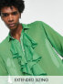 Фото #1 товара ASOS DESIGN regular sheer shirt with ruffle front in green