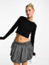 JJXX Feline ribbed crop top in black