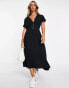 Фото #2 товара ASOS DESIGN waisted midi tea dress with buttons in black