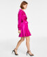 ფოტო #5 პროდუქტის Women's Satin Shawl-Collar Fit & Flare Dress