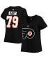 Фото #2 товара Women's Carter Hart Black Philadelphia Flyers Plus Size Name and Number V-Neck T-shirt