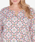 ფოტო #2 პროდუქტის Plus Size Patio Puff Tile Print Top