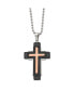 Фото #1 товара Black Carbon Fiber Cross Pendant Ball Chain Necklace