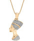 ფოტო #1 პროდუქტის Men's Diamond Nefertiti 22" Pendant Necklace (1/4 ct. t.w.) in 14k Gold-Plated Sterling Silver