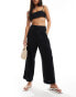 Фото #2 товара ASOS DESIGN raw edge barrel leg tailored trouser with linen in black