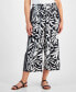 Petite Printed Mid Rise Cropped Wide Leg Linen-Blend Pants, Created for Macy's Черный, PL - фото #3