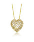 Фото #1 товара Sterling Silver 14k Yellow Gold Plated with Cubic Zirconia Knotted Ribbon 3D Puffed Heart Pendant Necklace