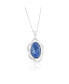 Фото #1 товара Sterling Silver Oval Kyanite Wavy Design Pendant Necklace